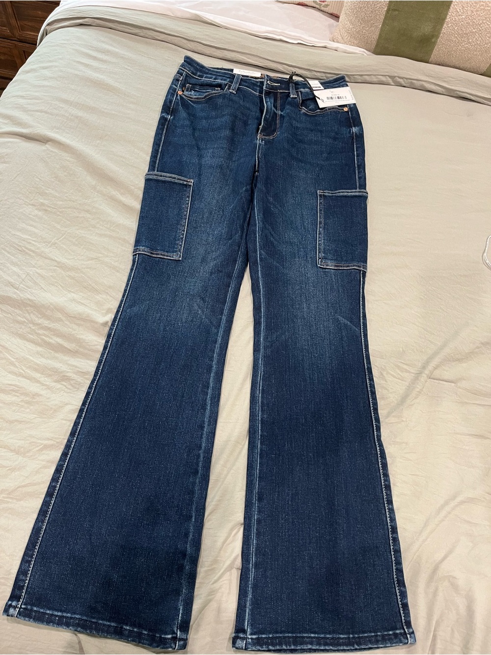 Judy Blue Dark Blue Boot Cut Jeans with Cargo Pockets size 9 - Picture 5 of 6